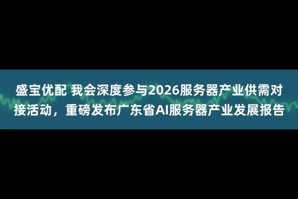 盛宝优配 我会深度参与2026服务器产业供需对接活动，重磅发布广东省AI服务器产业发展报告